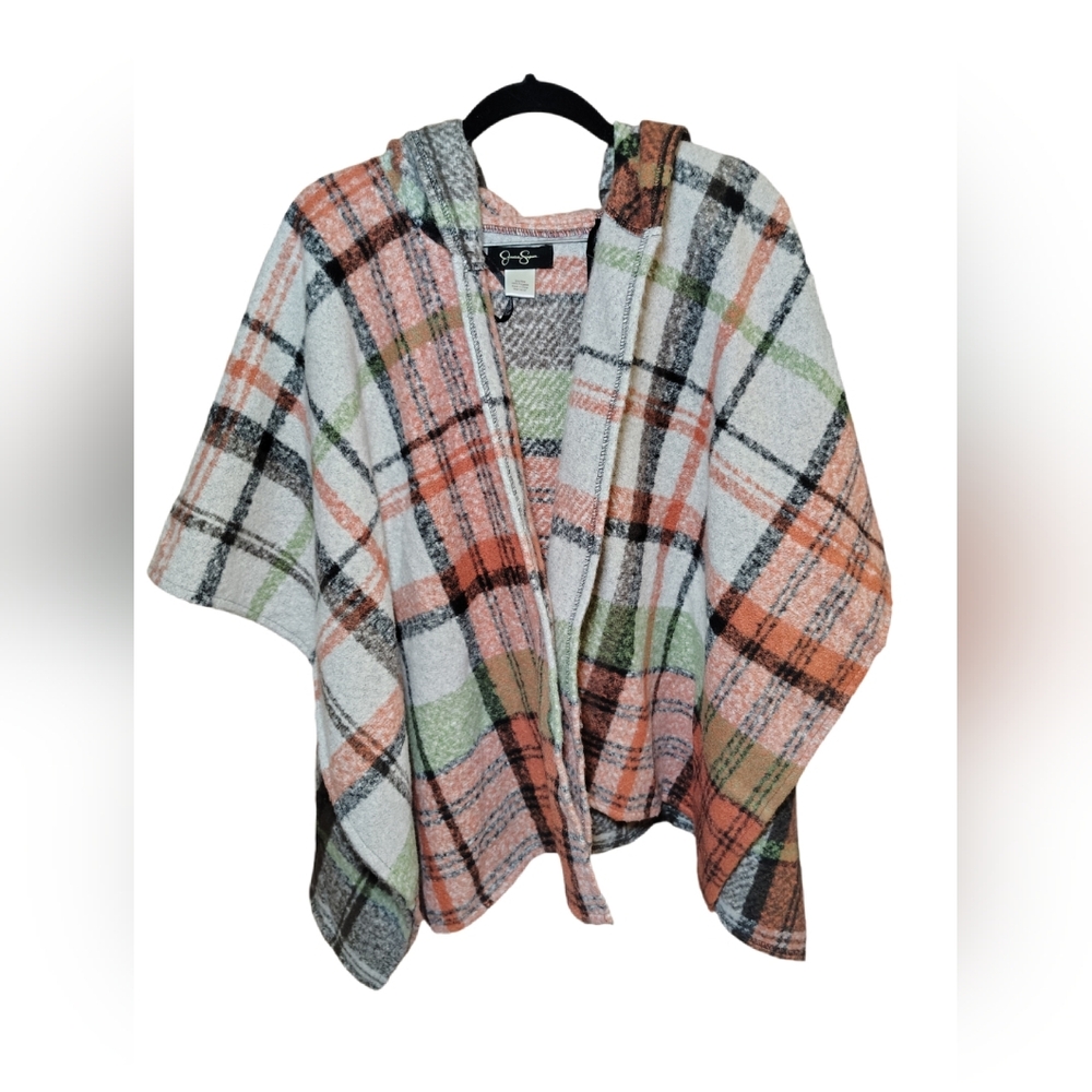 Jessica Simpson 🩷 Hooded Plaid Shawl/Wrap Women’s One Size